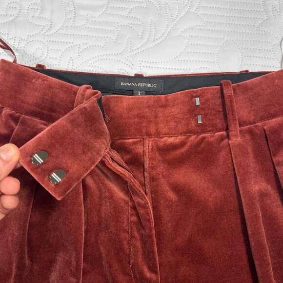 Banana Republic Velvet High-Rise Wide-Leg Pant in Rust - Picture 7 of 12